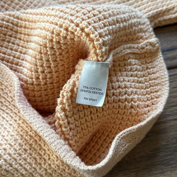 Peach Knit Button Shoulder Sweater Top Textured 3/4 Sleeve Cotton Blend Sz S - Picture 4 of 6